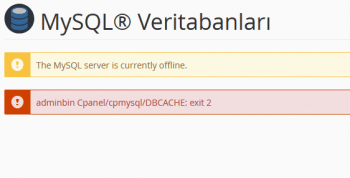 The MySQL server is currently offline. adminbin Cpanel/cpmysql/DBCACHE: exit 2