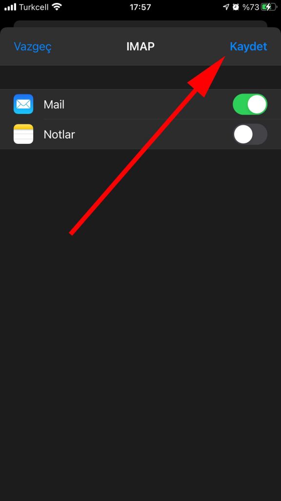 Iphone IMAP ayarları